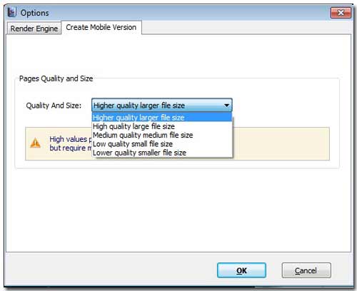 control the quality of output mobile version